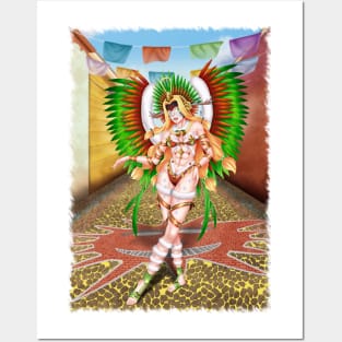 Christmas Quetzalcoatl Rudos Mask Background jagged Posters and Art